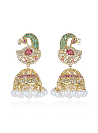Phoenix Drop Earrings with Imitation Pearls Statement 