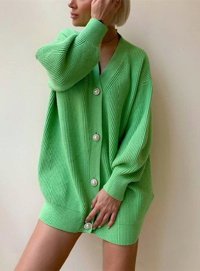 V Neck Knitted Sweater Cardigan Women