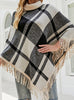 Collar Tassel Cape Shawl Plaid Loose Coat