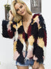 Personality Contrast Pattern Faux Fur Jacket