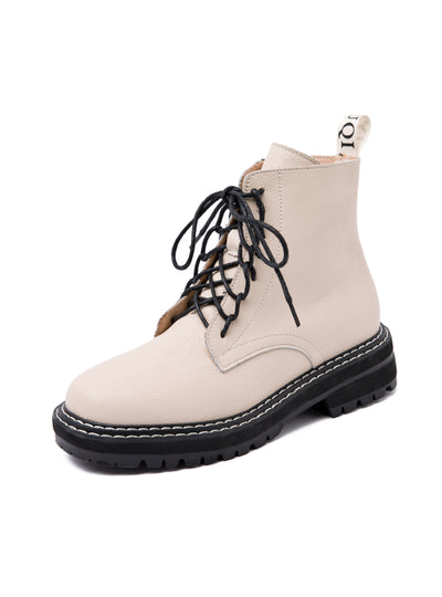 Women Shoes Ankle Leather Thick With Fur Boots