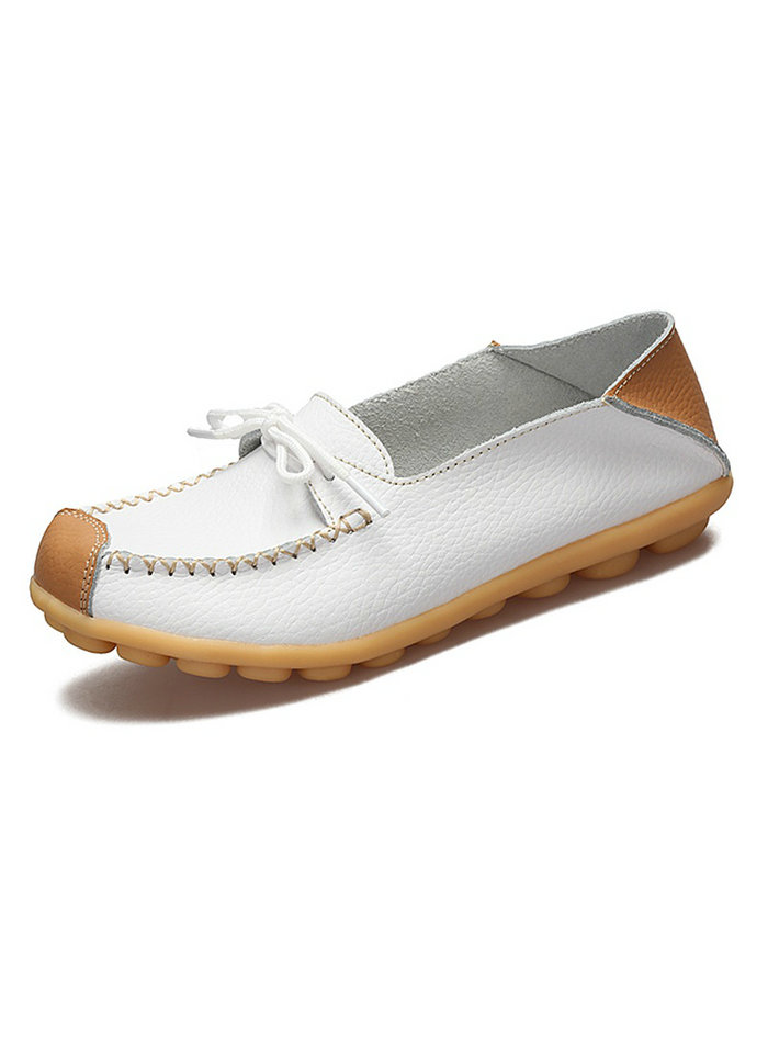 Genuine Leather Women Shoes Flats Loafers Slip