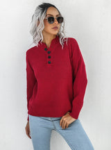 Women Long Sleeve Button Sweater Top