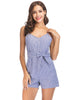 Striped Deep V-neck Suspender Jumpsuit