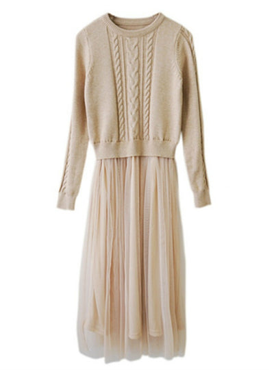 Long Sleeve Long Knitted Sweater Dresses 