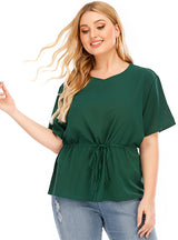 V-neckShort Sleeve Solid Color Casual T-shirt