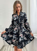 V-neck Long Sleeve Printed Dress