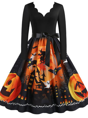 Pumpkin Print Dress for Halloween