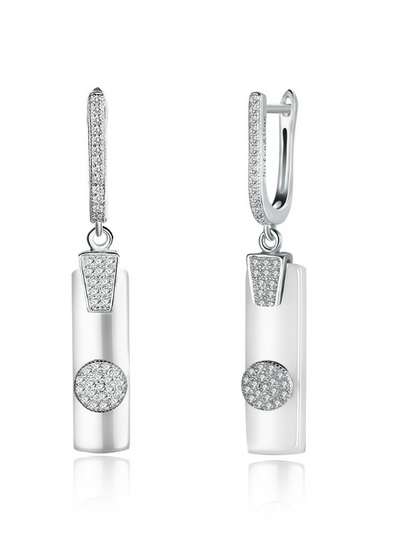 925 Sterling Silver Strip Ceramic Cubic Zirconia Drop 