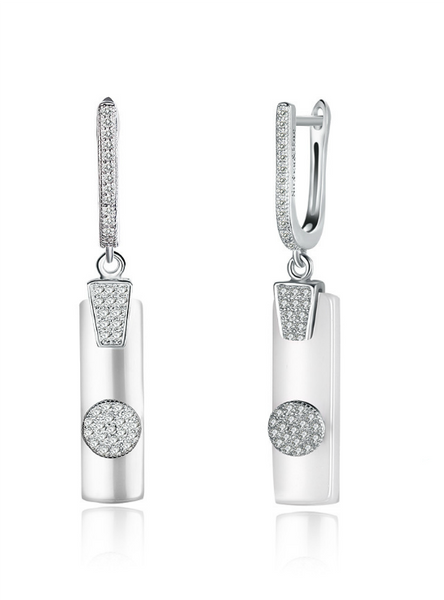 925 Sterling Silver Strip Ceramic Cubic Zirconia Drop 