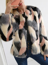 New Fur Like Coat Women's Contrast Short Coat