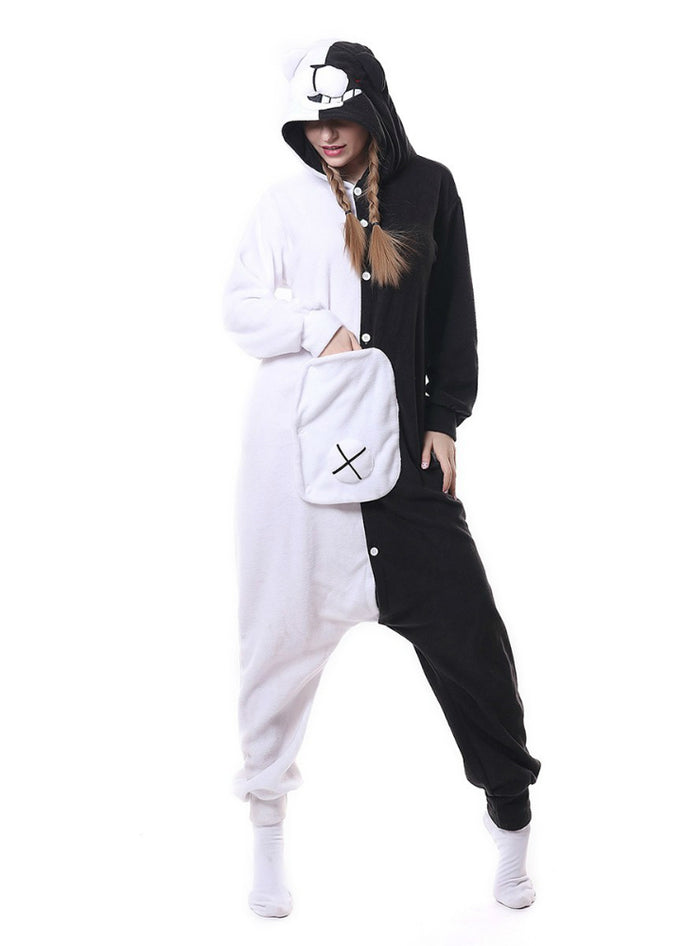 Onesie Pajama Animal Black White Bear Monokuma Sleepwear