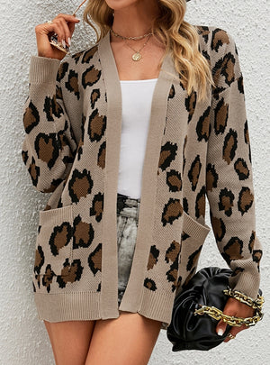 Long Leopard Cardigan Sweater Coat