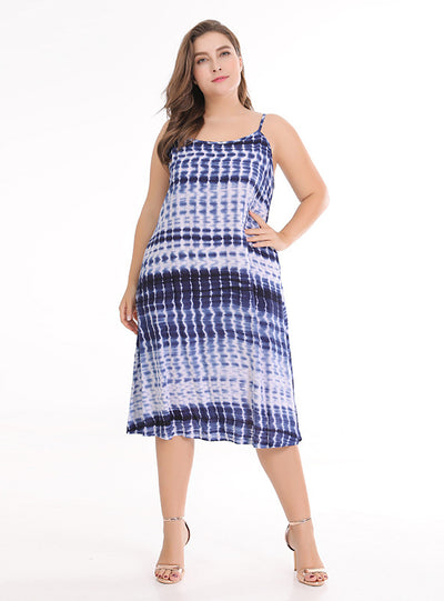 Casual Tie-dyed Suspender Dress