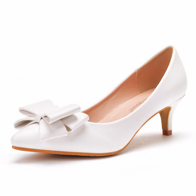 Thin-heeled Bow Pointed Shoes