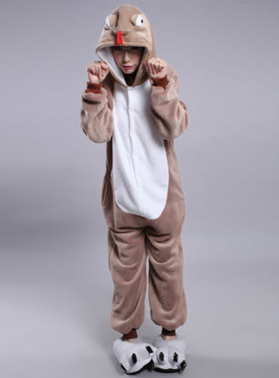 Flannel Conjoined Cartoon Animal Zodiac Snake Pajamas