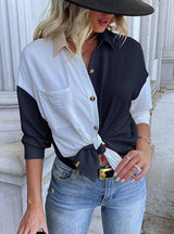 Long Sleeve Casual Color Matching Shirt
