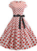Women Dot Print Dress With Belt