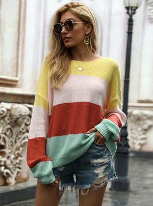 Lantern Stripe Color Matching Sweater