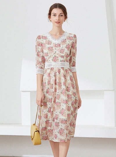 Women Printed Short Sleeve Dress