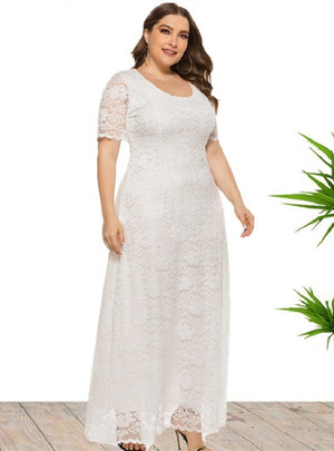 Plus Short Sleeve Full Lace Dress