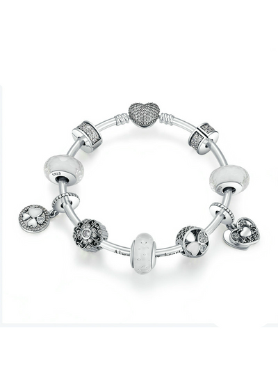 925 Sterling Silver Hope Petals Clover Heart White