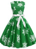 Snowflake Print Christmas Retro Dress