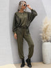 Long Sleeve T-shirt Pants Green Two-piece Suit