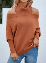 Solid Color Lapel Shoulder-leakage Sweater