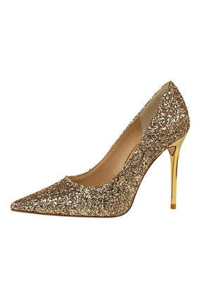 Sequin Pointed High Heel Shoes