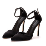 Black Pointed High-heeled Sandals