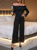 Black Off-the-shoulder Wide-leg Jumpsuit