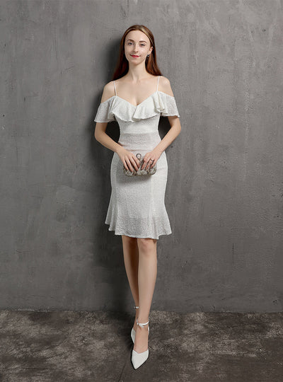 V-neck Sequins Straps Short Prom Dress