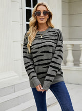 Striped Tiger Pattern Color Matching Sweater