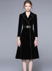 Black Slim Waisted Velvet Coat Jacket