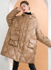 Multi-pocket Loose Padded White Duck Down Coat