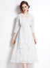 Embroidered Wooden Ears White Dress
