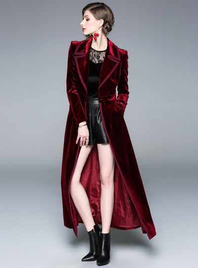 Velvet Long Windbreaker Women Knee-length To Snkle