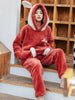 Women's Red Rabbit Cartoon Coral Feece Pajamas Velvet
