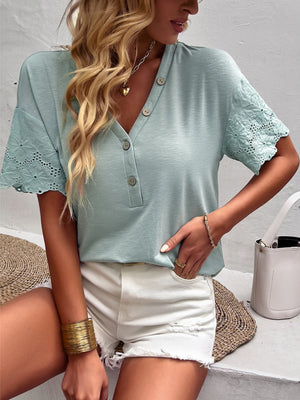 Lace Stitching Casual Shirt T-shirt
