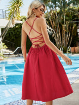 Sexy Backless Straps Pocket Dress