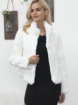 Faux Fur Collar Coat Female Rabbit Fur Coat