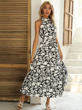 Floral Sling Sleeveless Halter Neck Dress