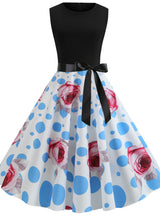 Sleeveless Big Swing Stitching Retro Dress