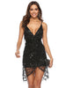 Strap Backless Fringed Sequined Dress