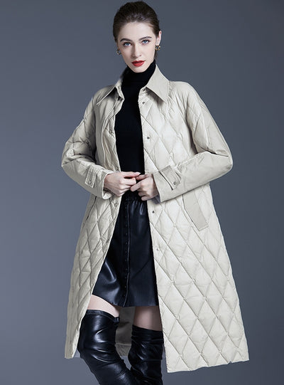 Thin Lapel Long Down Jacket