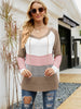 Long Sleeve Loose Hollow Contrast Knitted Sweater