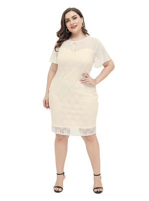 Sexy Lace Short Sleeve Knee Length Dress