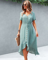 Short Wave Hi Lo Print Dress