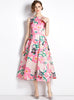 Printed Sleeveless Big Swing Slim Dress